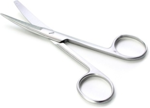 Ножницы медицинские  140 мм с 1 острым концом  изогнутые фото 5928