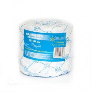 Салфетки в рулоне 20*20 см (100 штук) голубые фото 3232