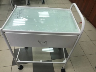 Столик инструментальный медицинский с ящиком + 2 полки (стекло-стекло) фото 3340